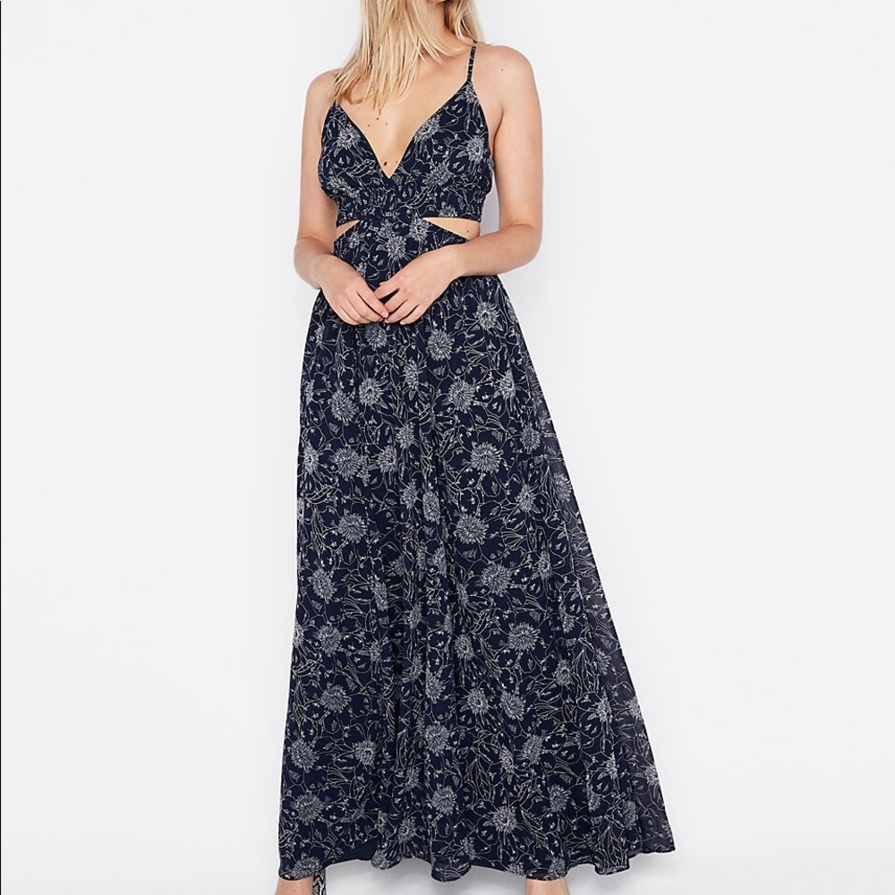 NWT Express Floral CutOut Elastic Waist Maxi Dress
